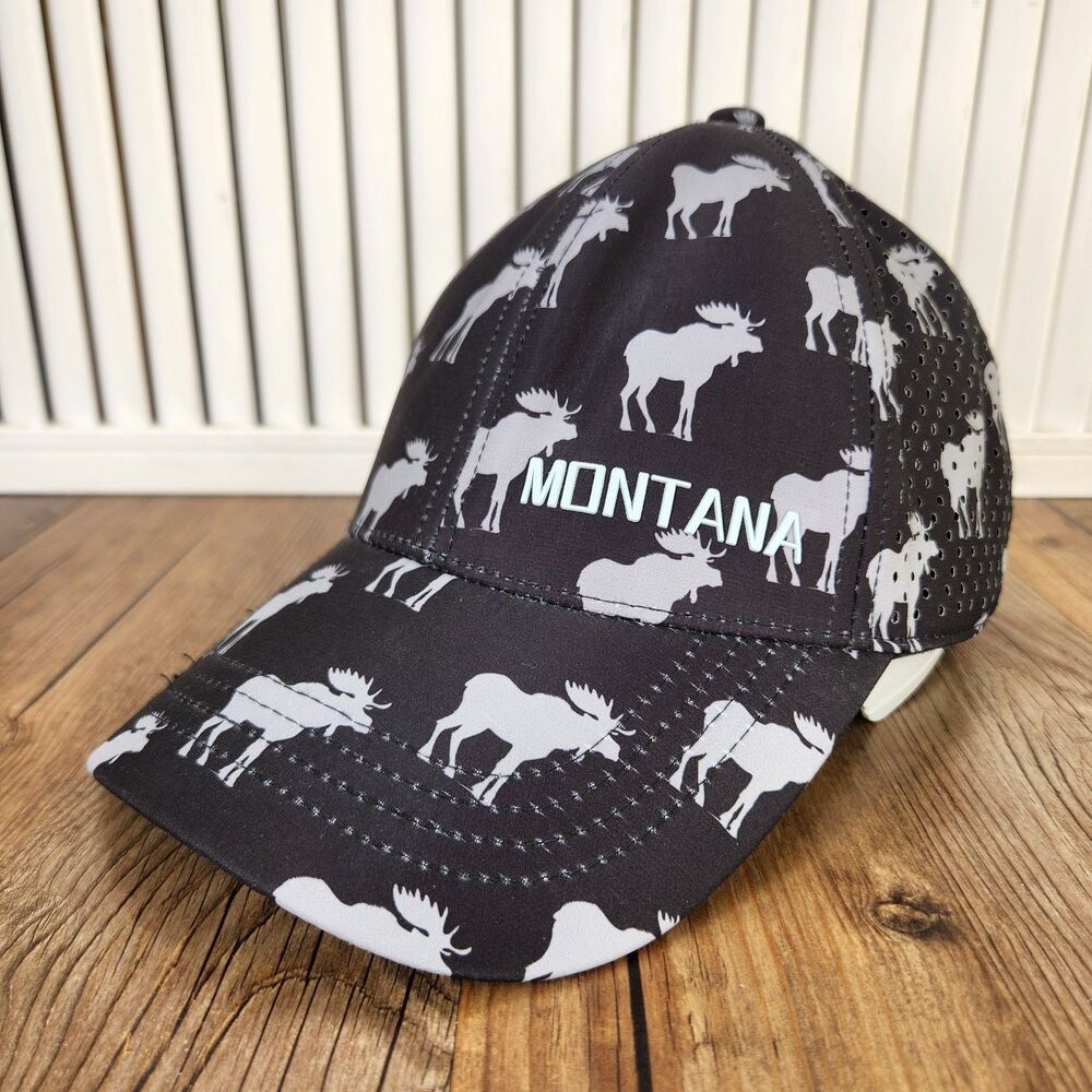 Robin Ruth Montana Moose Hat Black Gray Perforated Breathable Outdoor Casual Cap